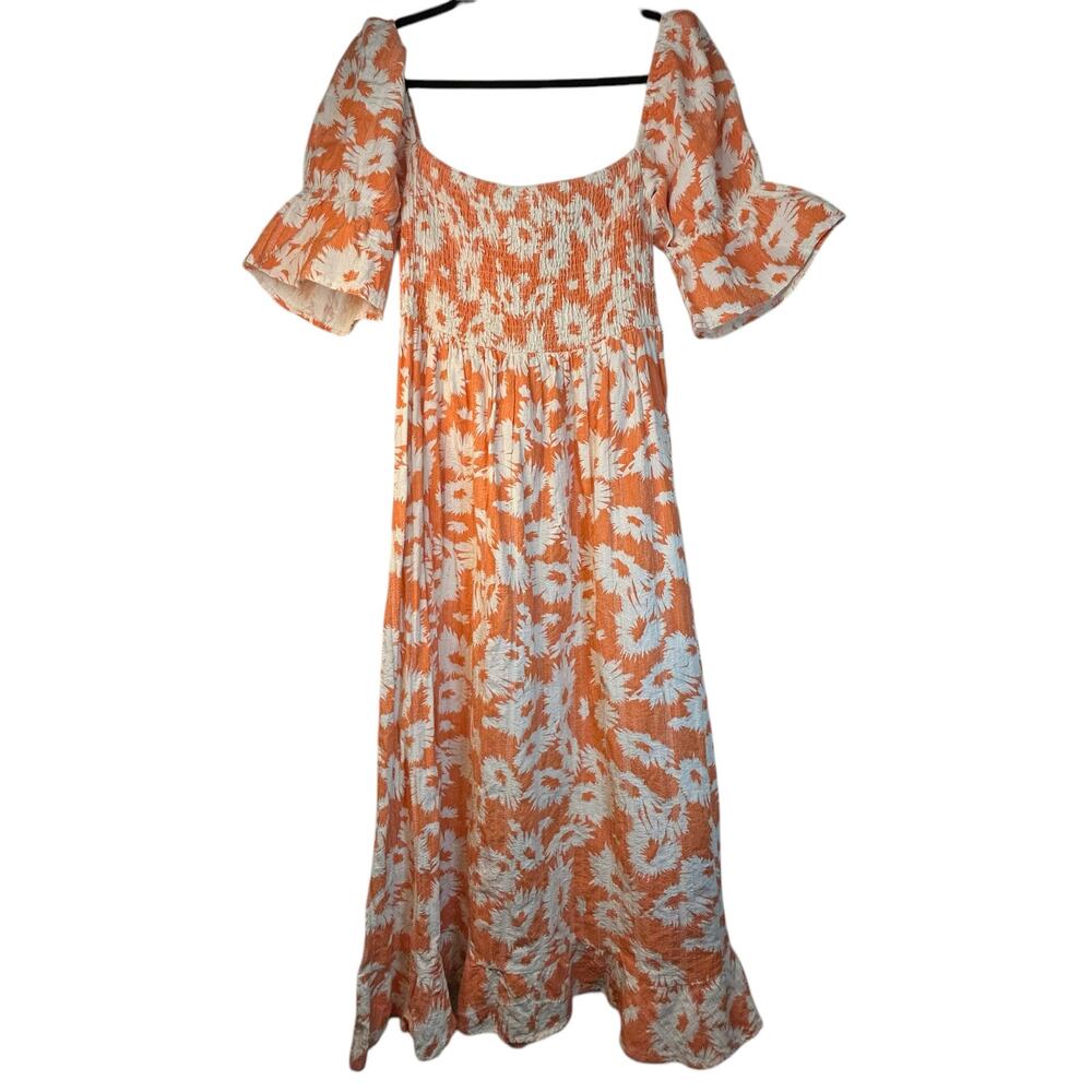 Karlie Off Shoulder Orange and White Dress - Size L - Picture 9 of 10